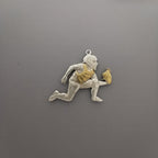 Бейзбол – Мъжки спортен медальон за бейзболист от сребро 925 с частично позлатено покритие – Ръчно изработено бижу талисман – Идеален подарък за спортисти, треньори и фенове – SSJ