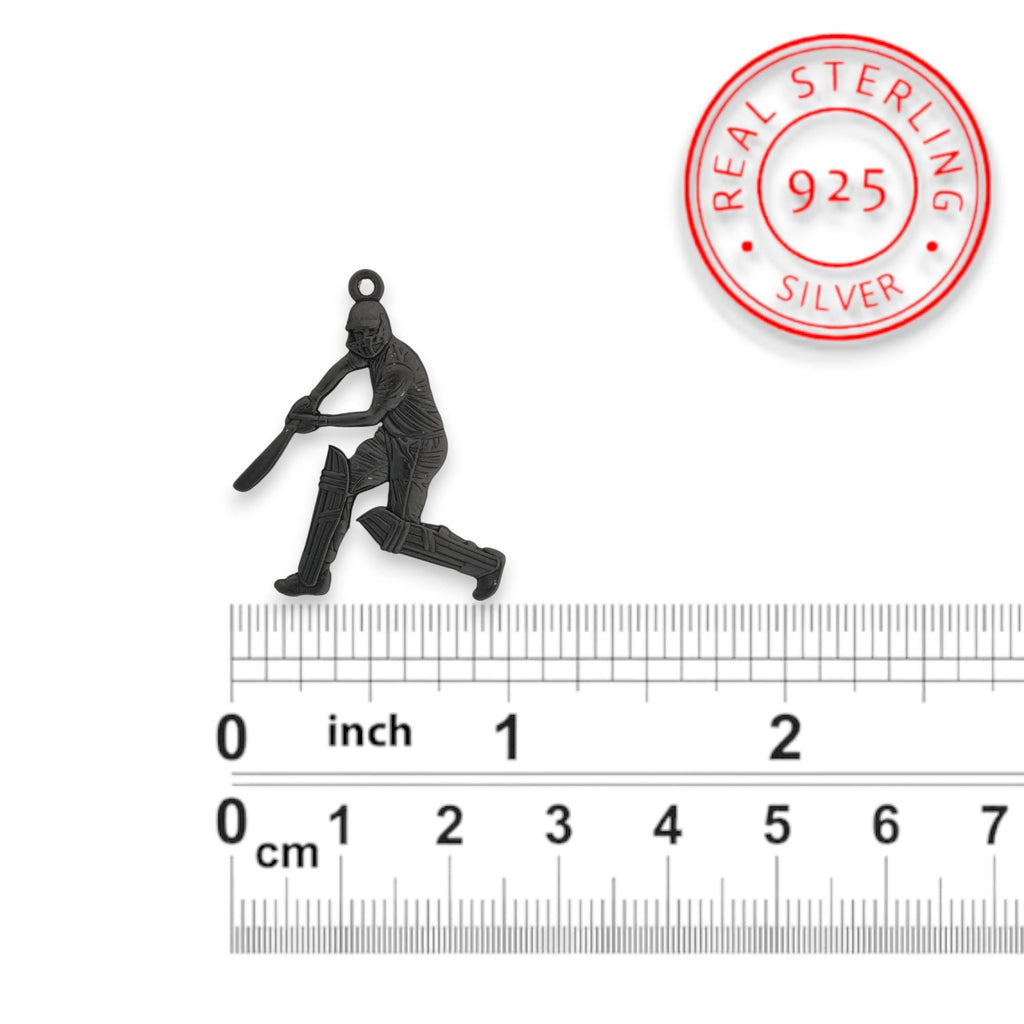 Крикет – Мъжки спортен медальон от оксидирано сребро 925 – Ръчно изработено бижу/талисман – Идеален подарък за спортист – SSJ