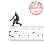 Крикет – Мъжки спортен медальон от оксидирано сребро 925 – Ръчно изработено бижу/талисман – Идеален подарък за спортист – SSJ