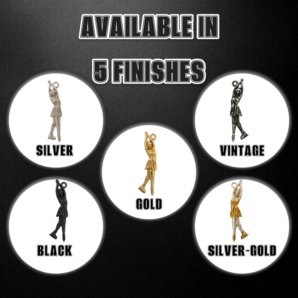 Фигурно пързаляне – Дамски спортен медальон от сребро 925 с позлатено покритие – Ръчно изработено спортно бижу – Идеален подарък за жена, фенка на фигурното пързаляне – SSJ