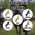 Кон – Мъжки спортен медальон с частично позлатено покритие – Сребро 925 – Ръчно изработено бижу/талисман конен спорт – Идеален подарък – SSJ