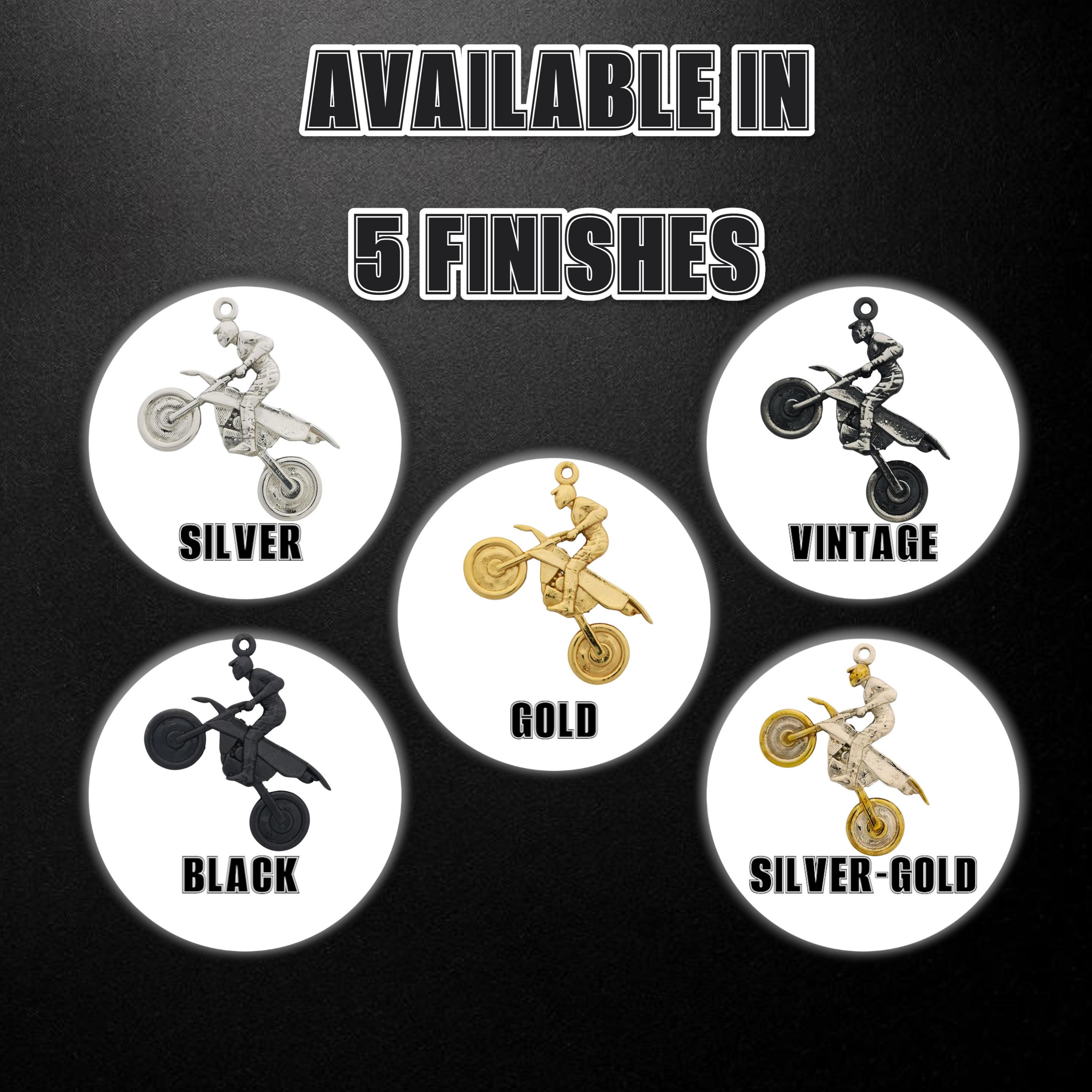 Мотокрос – Мъжки спортен медальон от сребро 925 с позлатено покритие – Ръчно изработено спортно бижу – Идеален подарък за мъж, фен на мотокроса – SSJ