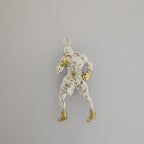 Боксьор – Мъжки спортен медальон за бойци, боксьори и MMA атлети от сребро 925 с частично позлатено покритие – Ръчно изработено бижу талисман за бойни изкуства – SSJ