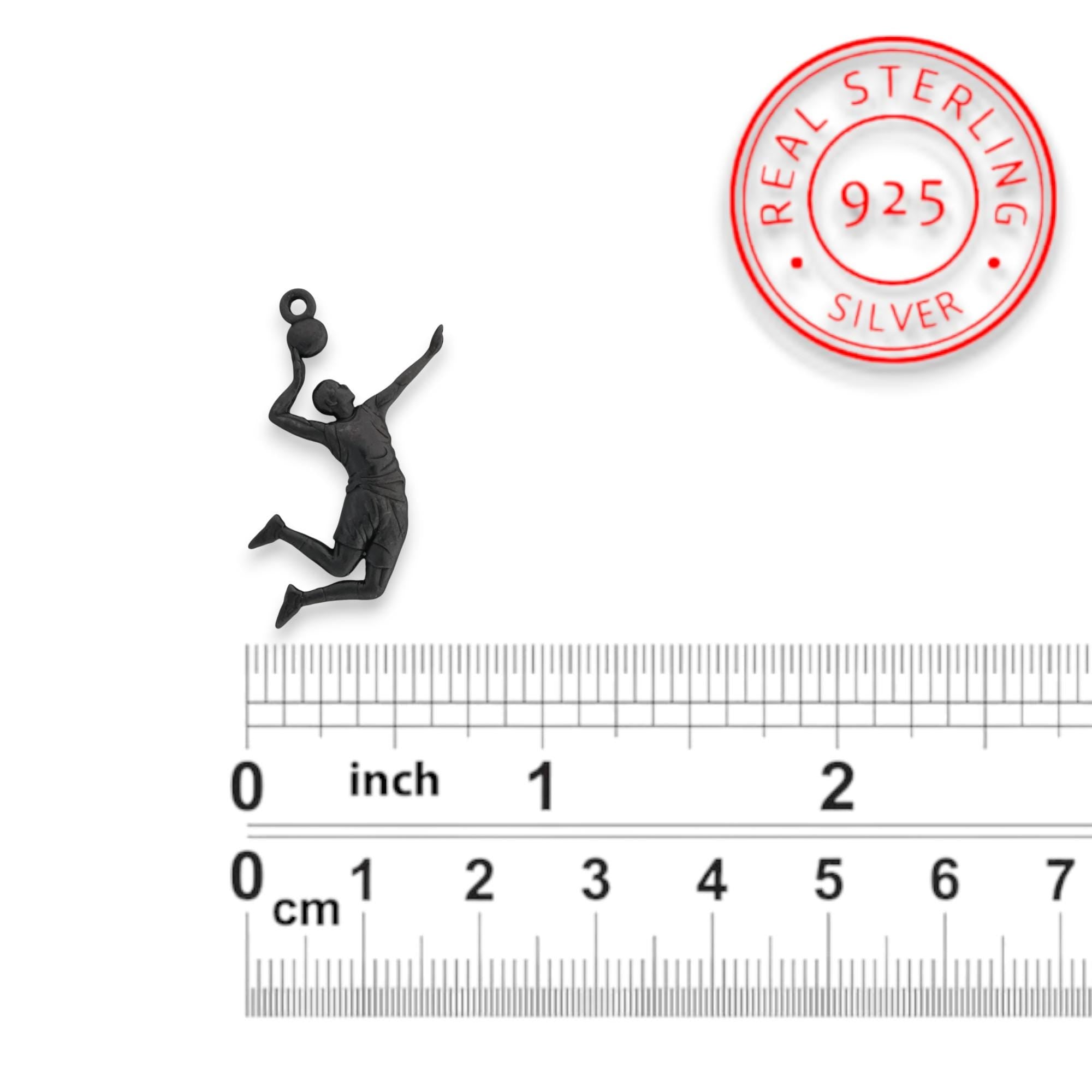 Волейболист – Мъжки спортен медальон от сребро 925 (оксидирано) – Ръчно изработено бижу – Талисман – Идеален подарък за спортист, треньор или фен – SSJ