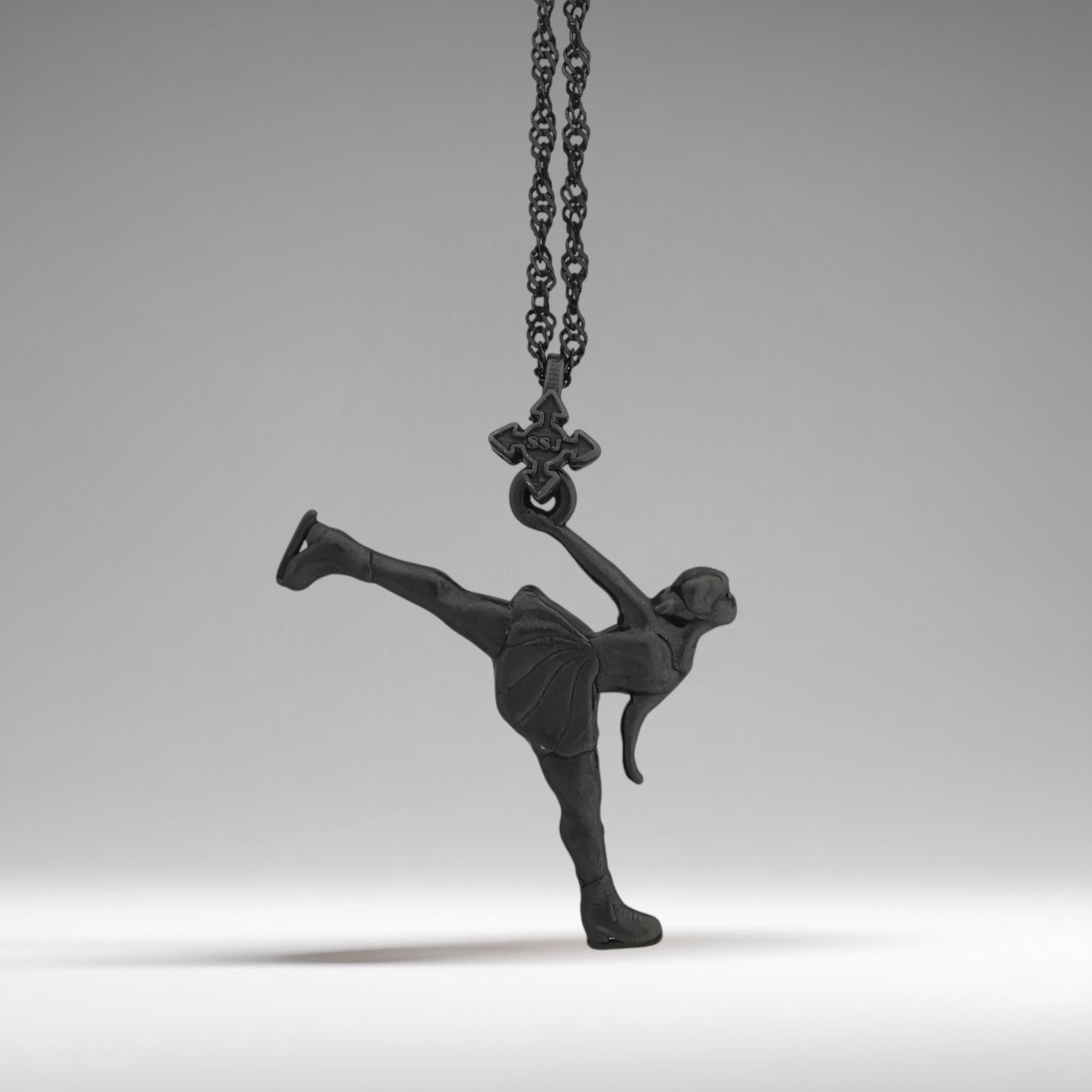 Фигурно пързаляне (спирала) – Дамски спортен медальон от сребро 925 с оксидирано покритие – Ръчно изработено спортно бижу – Идеален подарък за жена, фенка на фигурното пързаляне – SSJ