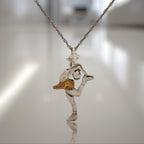 Сребърен дамски медальон 925 фигурно пързаляне | Фигуристка пирует – частично позлатено