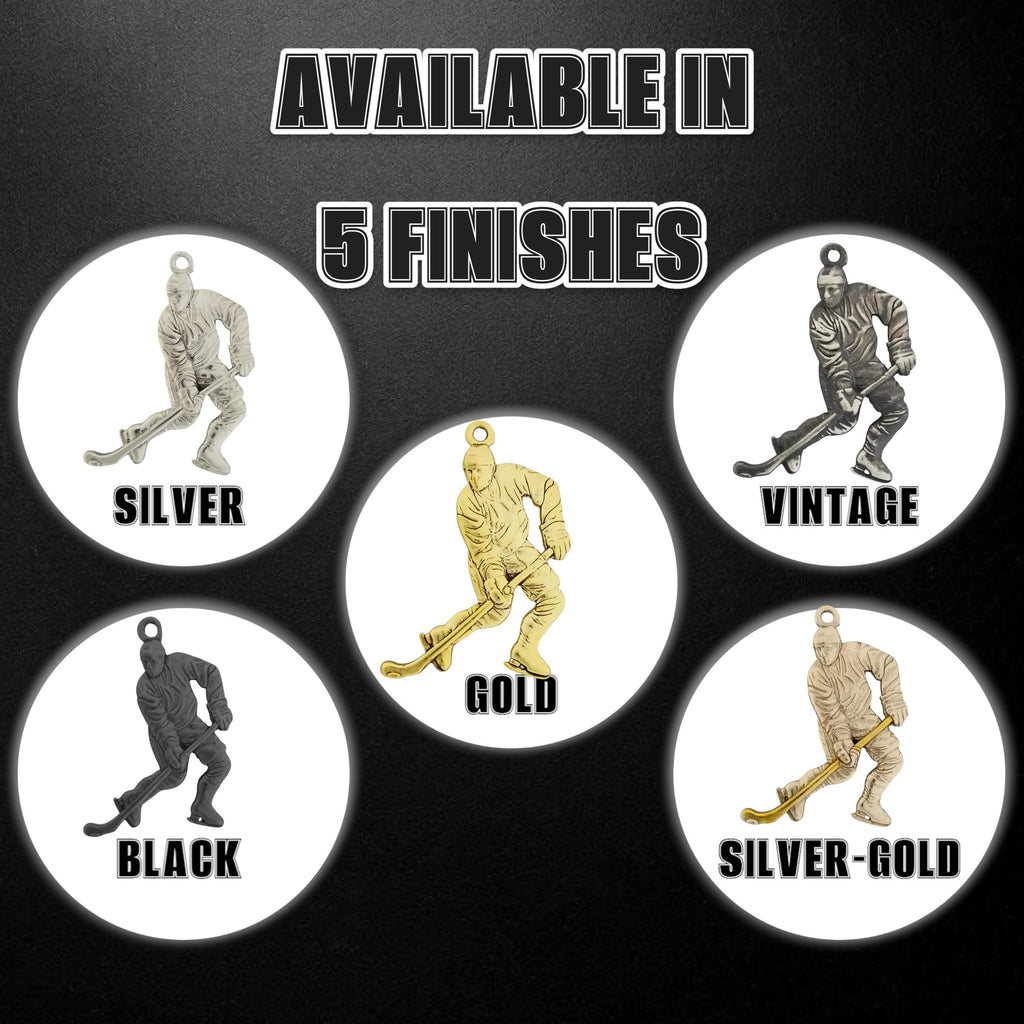 Хокеист (водене на шайба) – Мъжки спортен медальон от сребро 925 с класическо покритие – Ръчно изработено спортно бижу – Идеален подарък за мъж, фен на хокея – SSJ