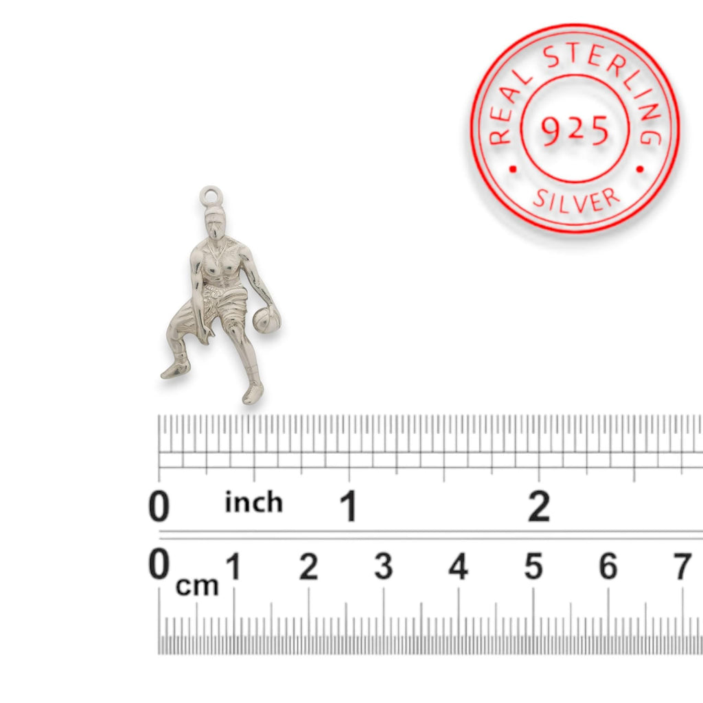 Баскетбол – Мъжки спортен медальон от сребро 925 – Ръчно изработено бижу талисман за баскетболисти и фенове – Идеален подарък за спортист, треньор или почитател – SSJ