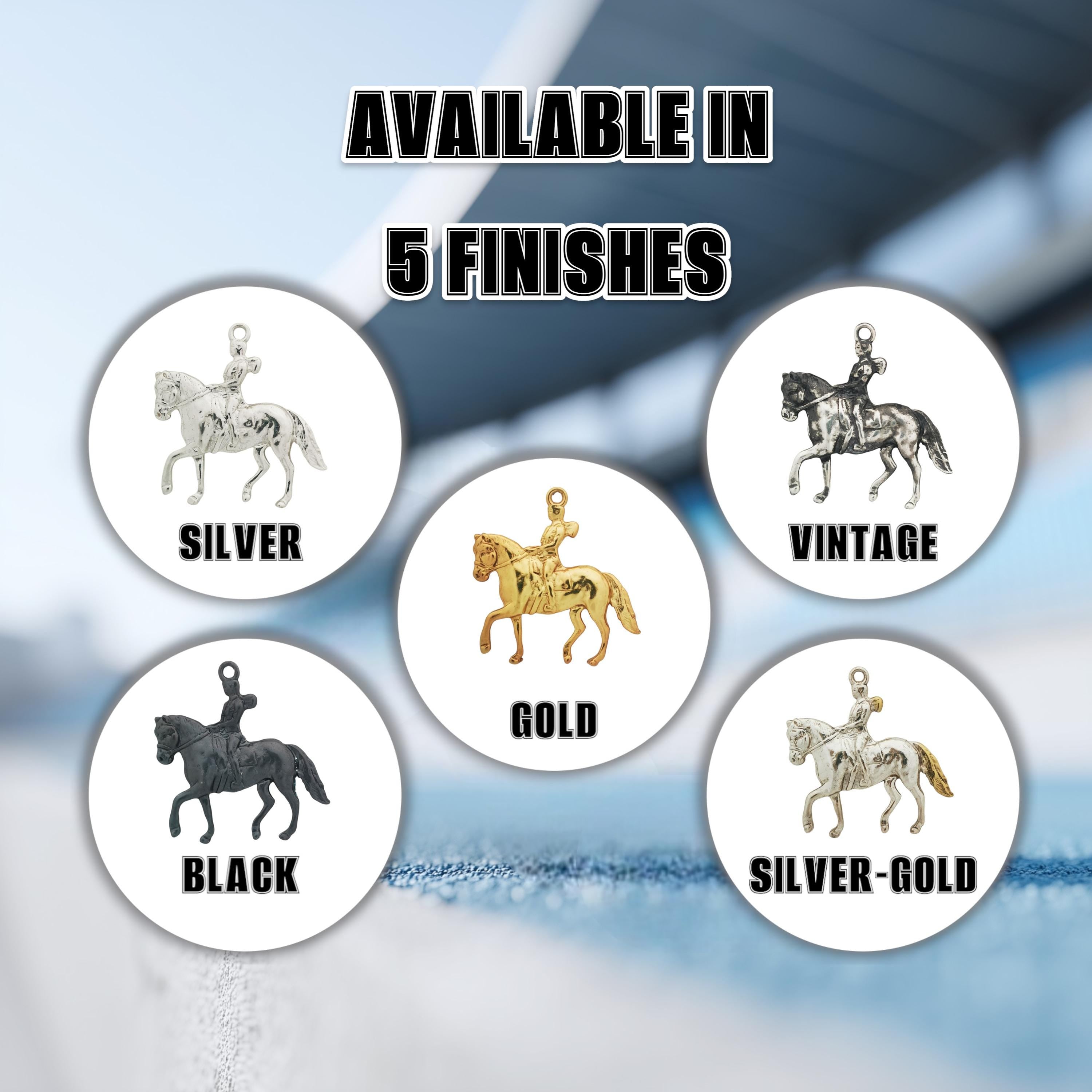 Конен спорт – Дамски медальон с фигура на ездачка – Позлатено покритие – Сребро 925 – Ръчно изработено спортно бижу/талисман конна езда – Идеален подарък за жена – SSJ