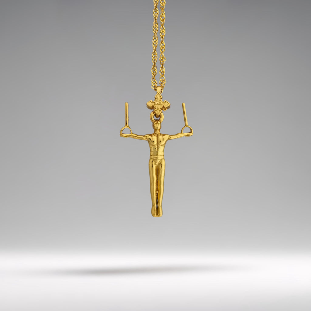 Gift for Gymnast – Gold-Plated Artistic Gymnastics Pendant for Men – 925 Silver Sport Charm for Strength and Balance – Necklace