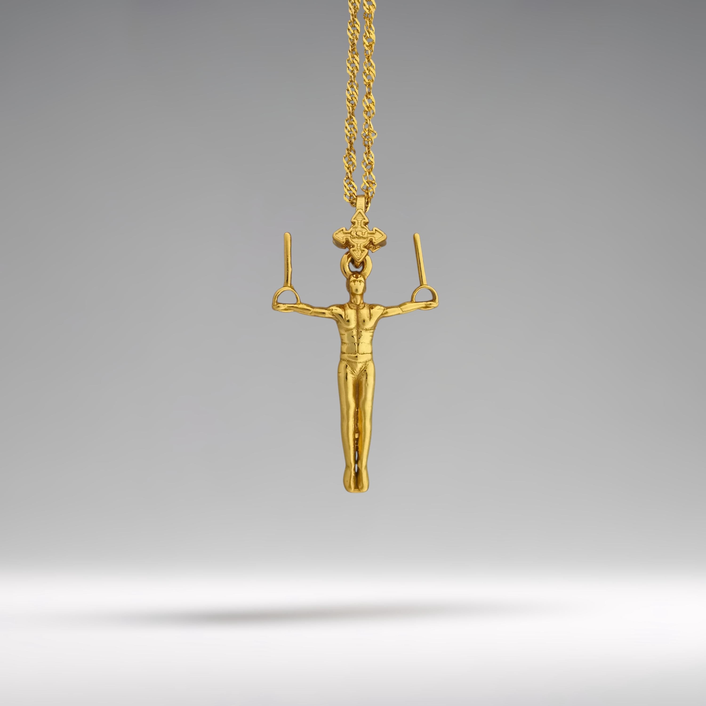 Gift for Gymnast – Gold-Plated Artistic Gymnastics Pendant for Men – 925 Silver Sport Charm for Strength and Balance – Necklace