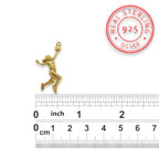 Баскетбол – Женски спортен медальон от сребро 925 с позлатено покритие – Ръчно изработено бижу талисман за баскетболистки и фенки на спорта – Идеален подарък за спортист, треньор или почитател – SSJ