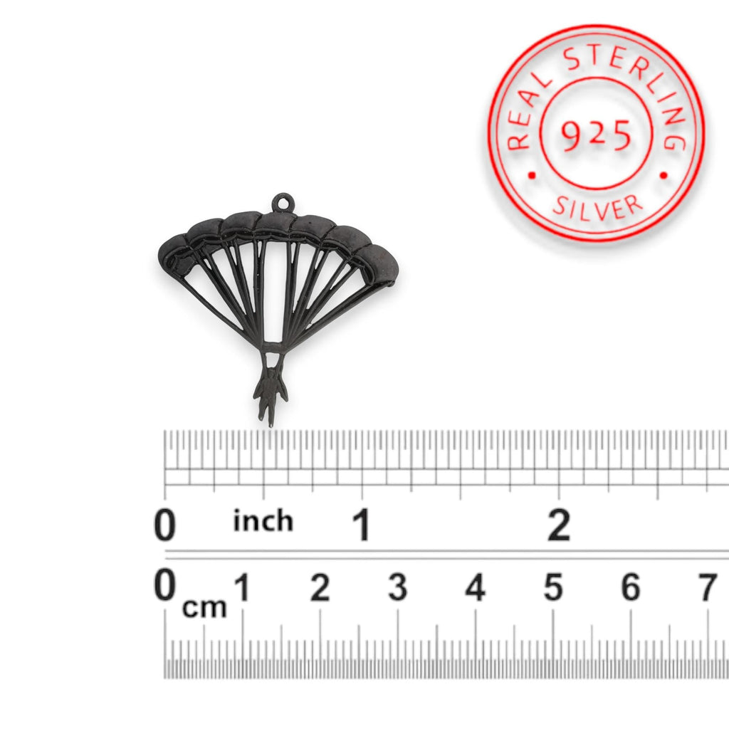 Парашутизъм (Скайдайвинг) – Унисекс спортен медальон от сребро 925 с оксидирано покритие – Ръчно изработено спортно бижу – Идеален подарък за фен на екстремните спортове – SSJ