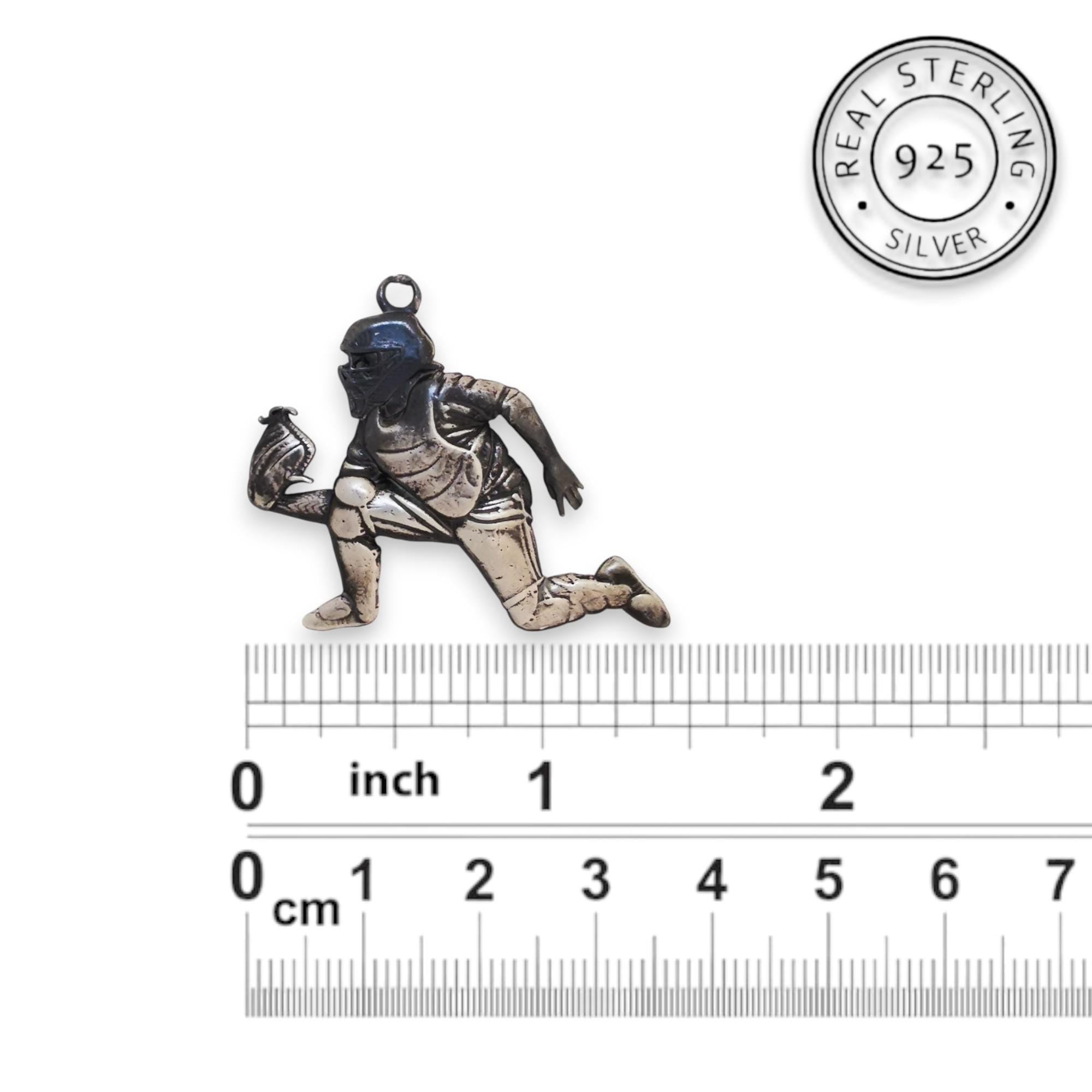 Бейзбол – Мъжки спортен медальон за бейзболист от сребро 925 с винтидж покритие – Ръчно изработено бижу талисман – Идеален подарък за спортисти, треньори и фенове – SSJ