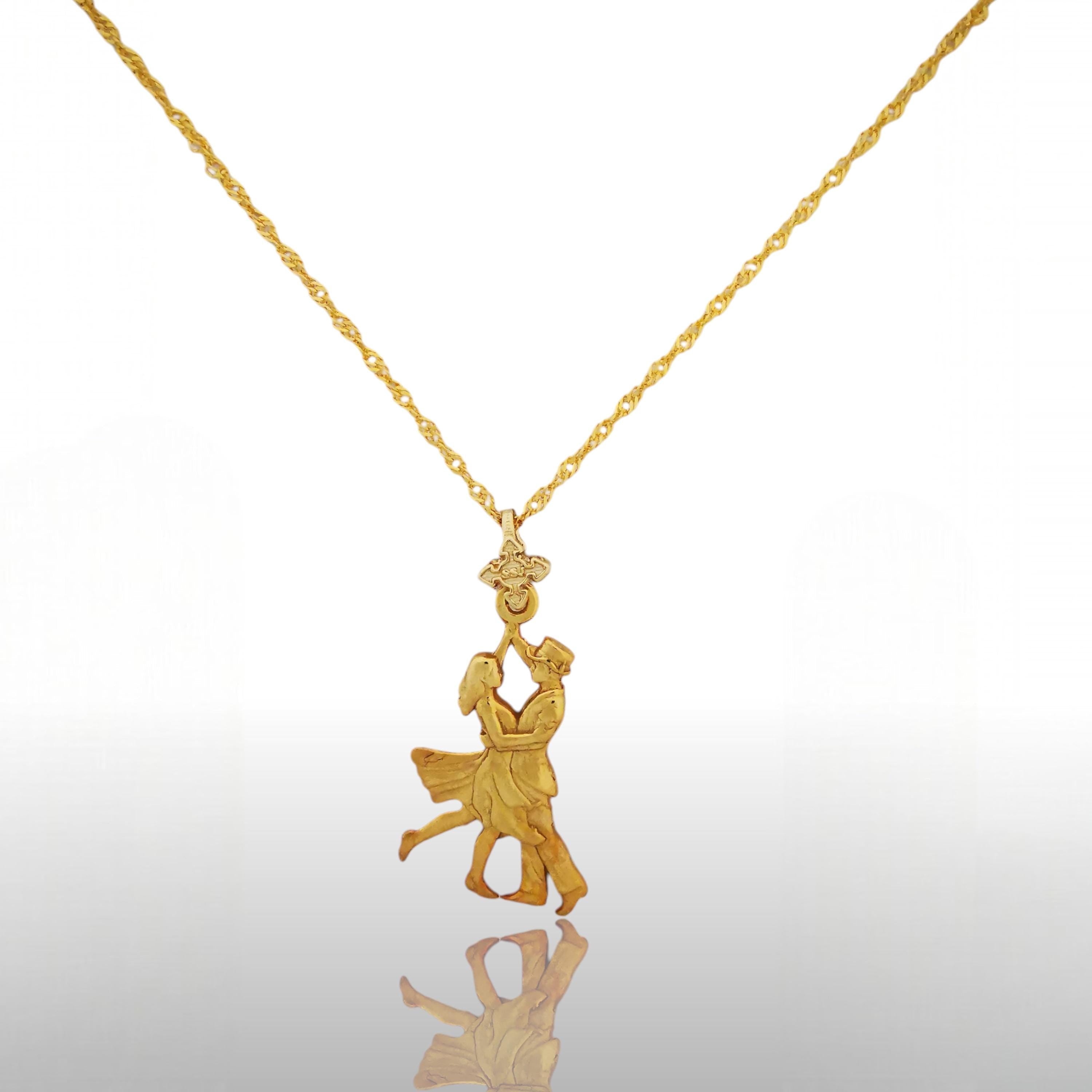 Латино танци – Унисекс спортен медальон от сребро 925 с позлатено покритие – Ръчно изработено спортно бижу – Идеален подарък за жена, фенка на спортните танци – SSJ