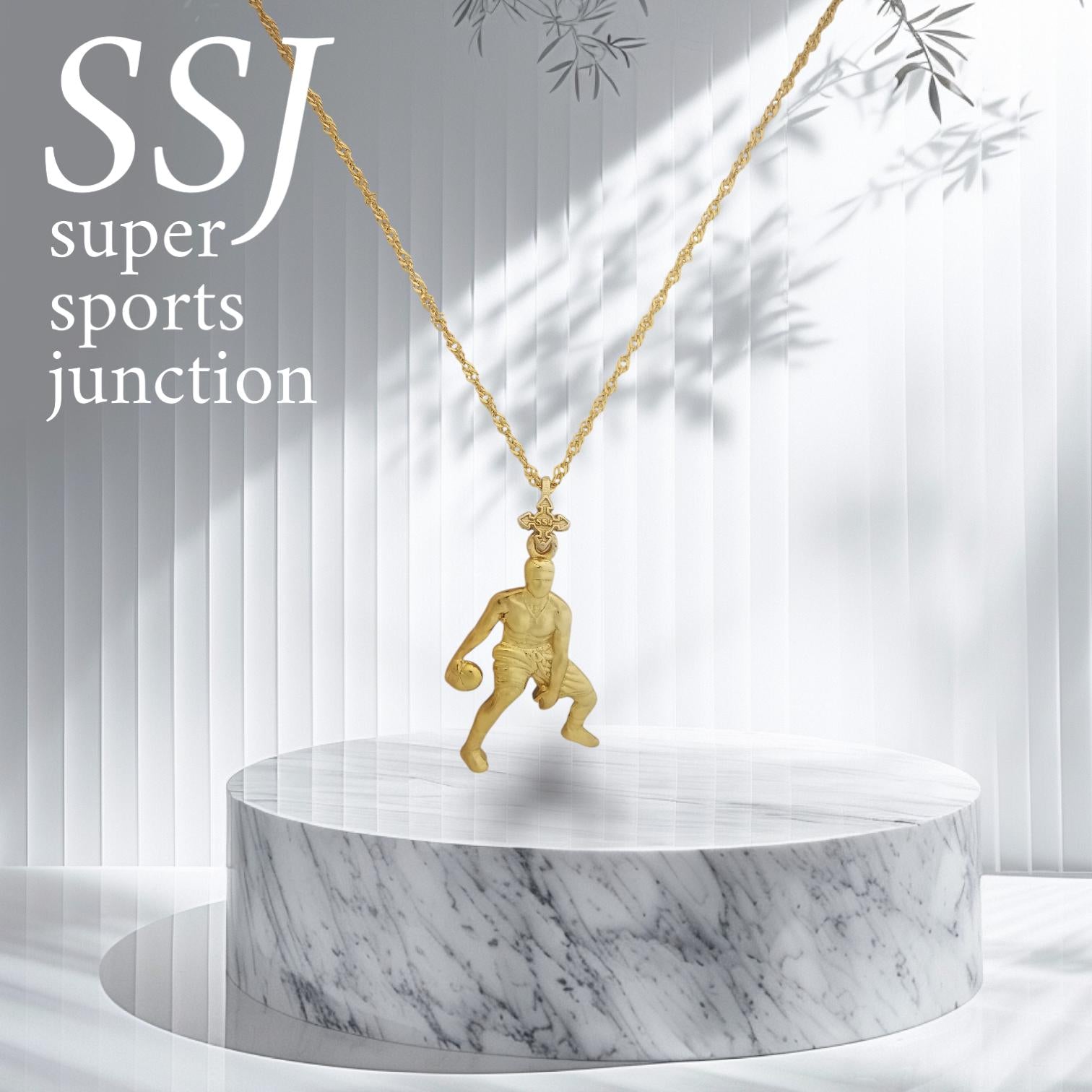 Баскетбол – Мъжки спортен медальон от сребро 925 с позлатено покритие – Ръчно изработено бижу талисман за баскетболисти и фенове – Идеален подарък за спортист, треньор или почитател – SSJ