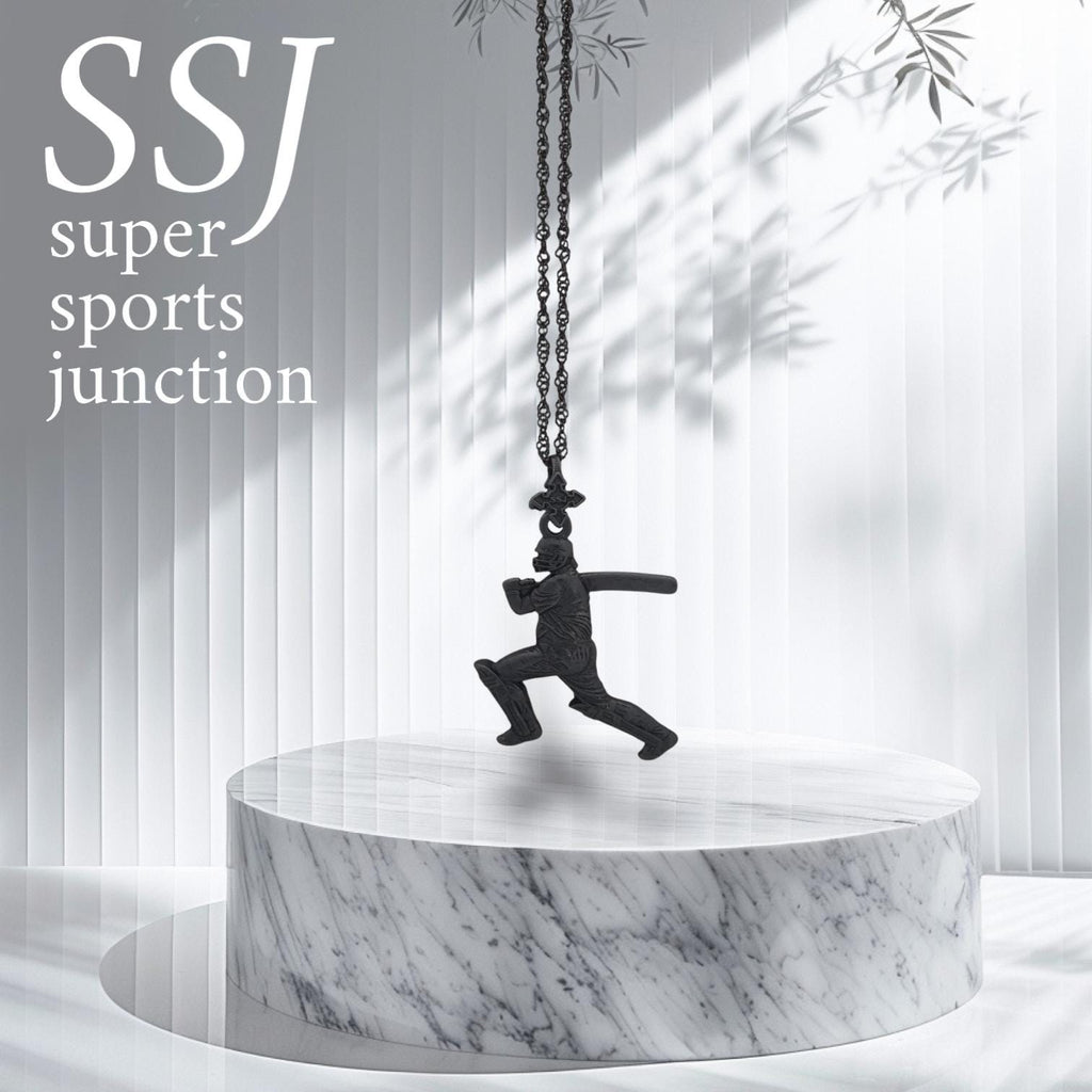 Крикет – Мъжки спортен медальон с оксидирано покритие – Сребро 925 – Ръчно изработено спортно бижу – Идеален подарък – SSJ