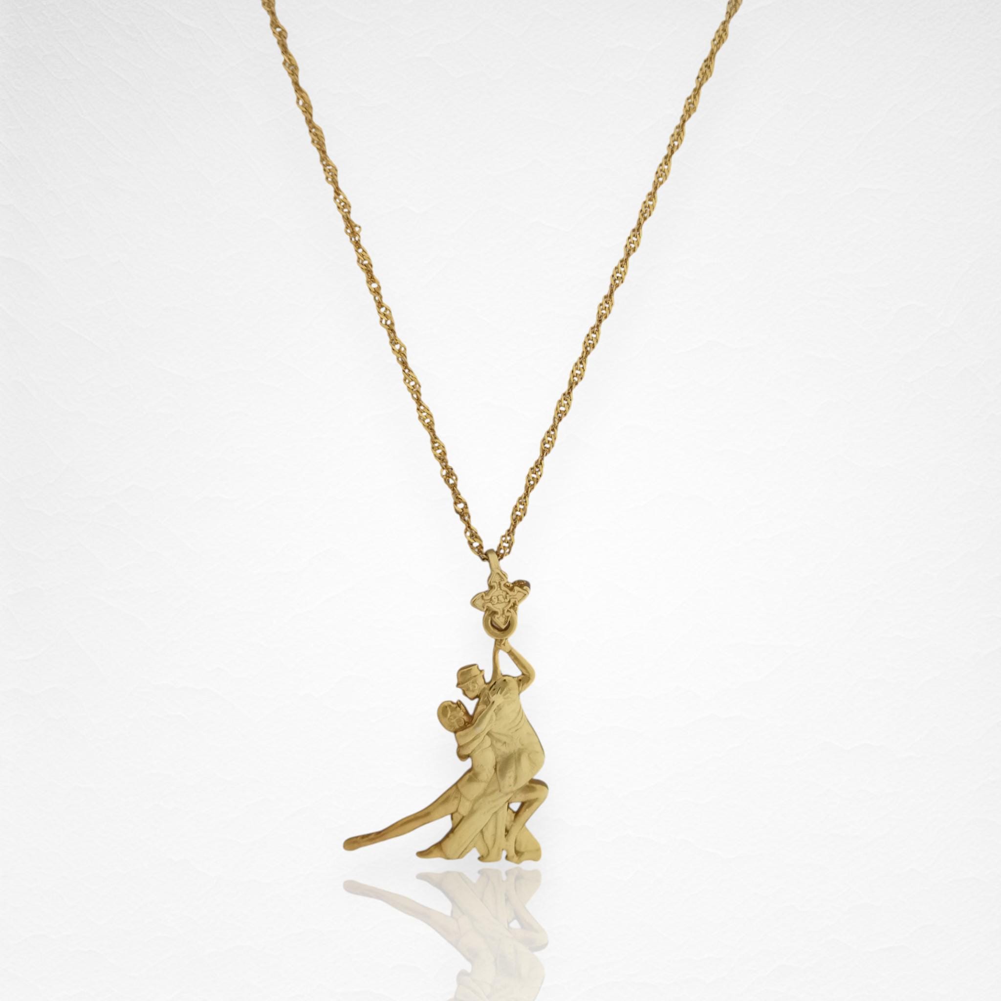 Аржентинско танго – Унисекс спортен медальон от сребро 925 с позлатено покритие – Ръчно изработено спортно бижу – Идеален подарък за жена, фенка на спортните танци – SSJ