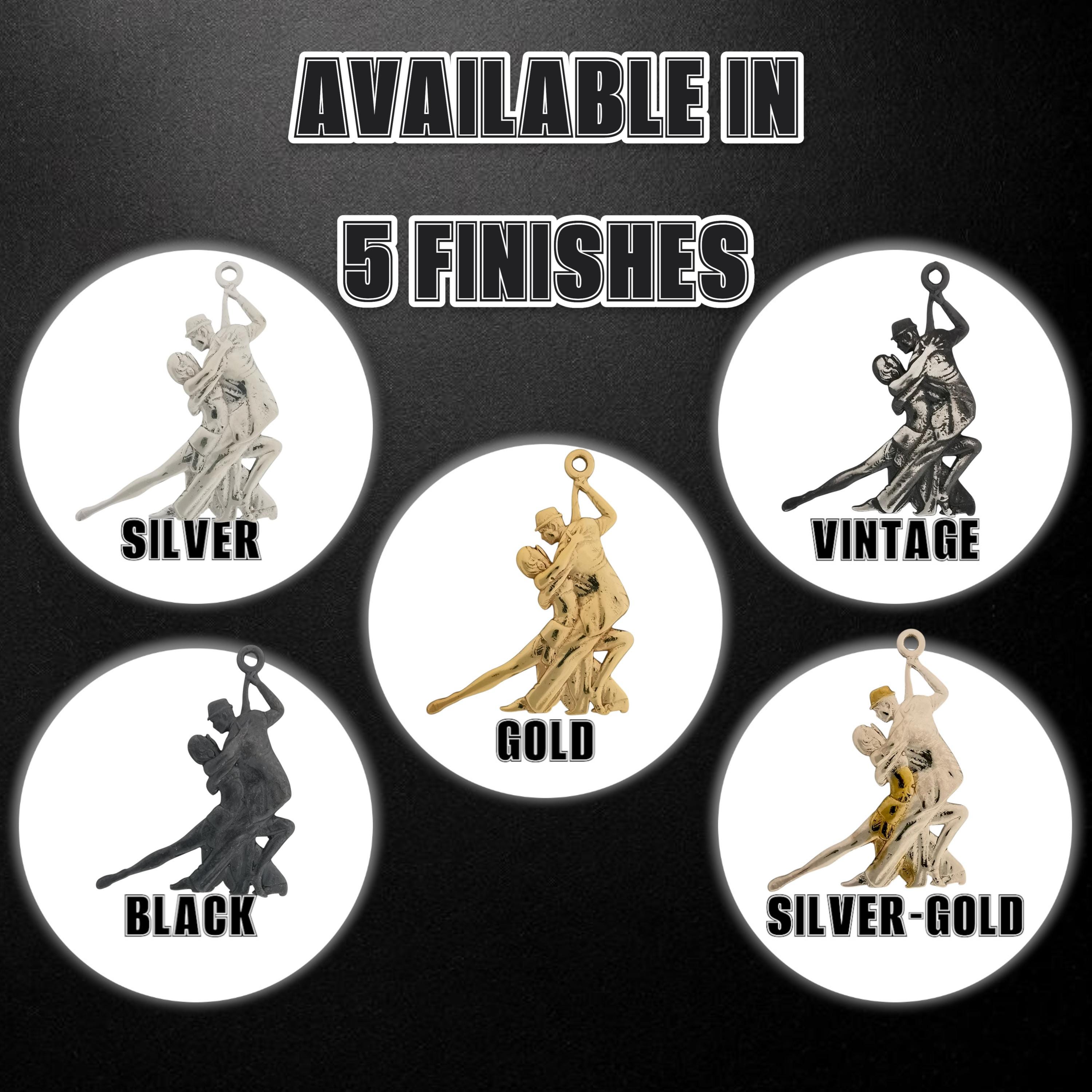 Аржентинско танго – Унисекс спортен медальон от сребро 925 с винтидж покритие – Ръчно изработено спортно бижу – Идеален подарък за жена, фенка на спортните танци – SSJ
