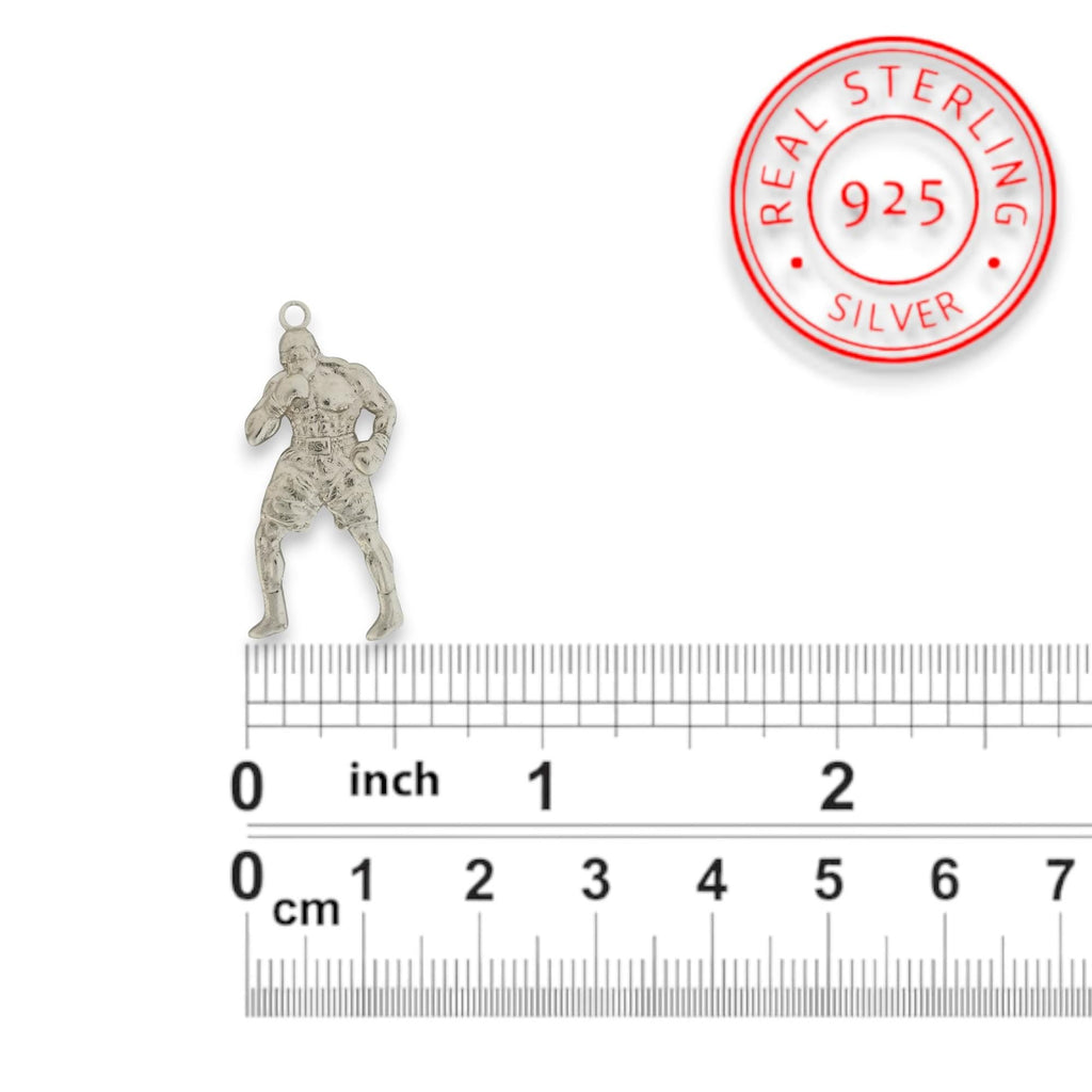 Боксьор – Мъжки спортен медальон за бойци, боксьори и MMA атлети от сребро 925 – Ръчно изработено бижу талисман за бойни изкуства – SSJ