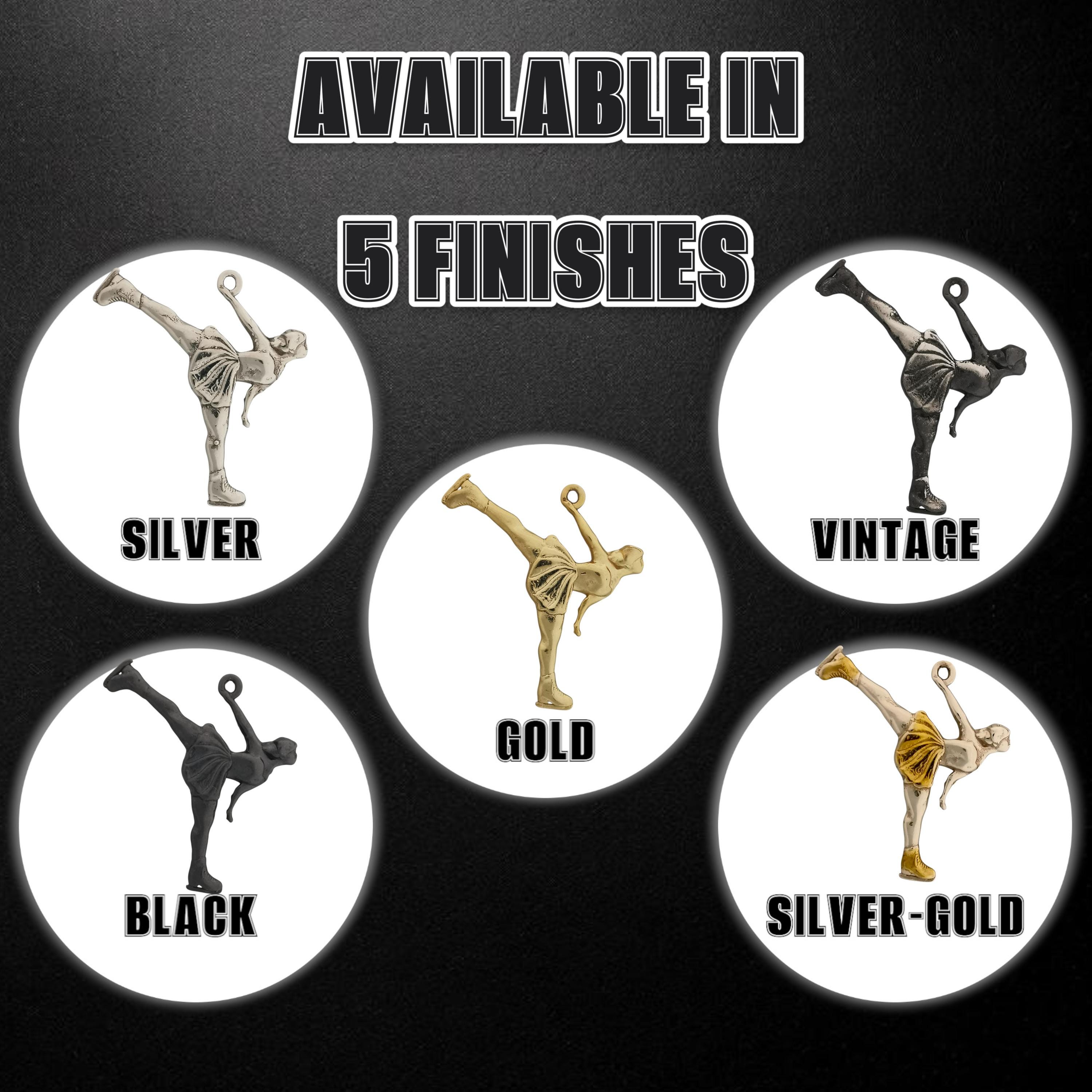 Фигурно пързаляне (спирала) – Дамски спортен медальон от сребро 925 с позлатено покритие – Ръчно изработено спортно бижу – Идеален подарък за жена, фенка на фигурното пързаляне – SSJ