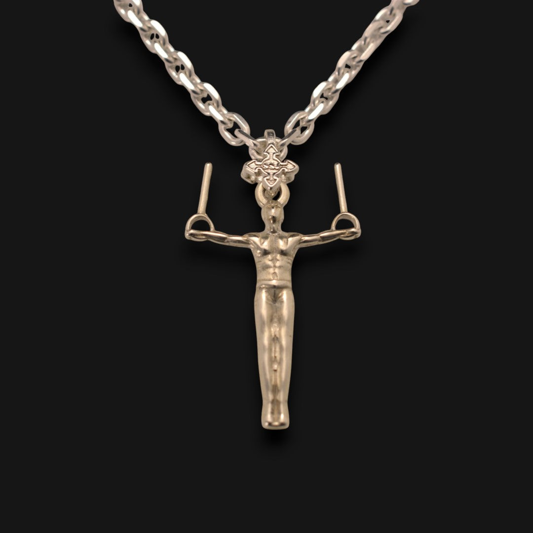 Сребърен мъжки медальон 925 гимнастика | Халки железен кръст