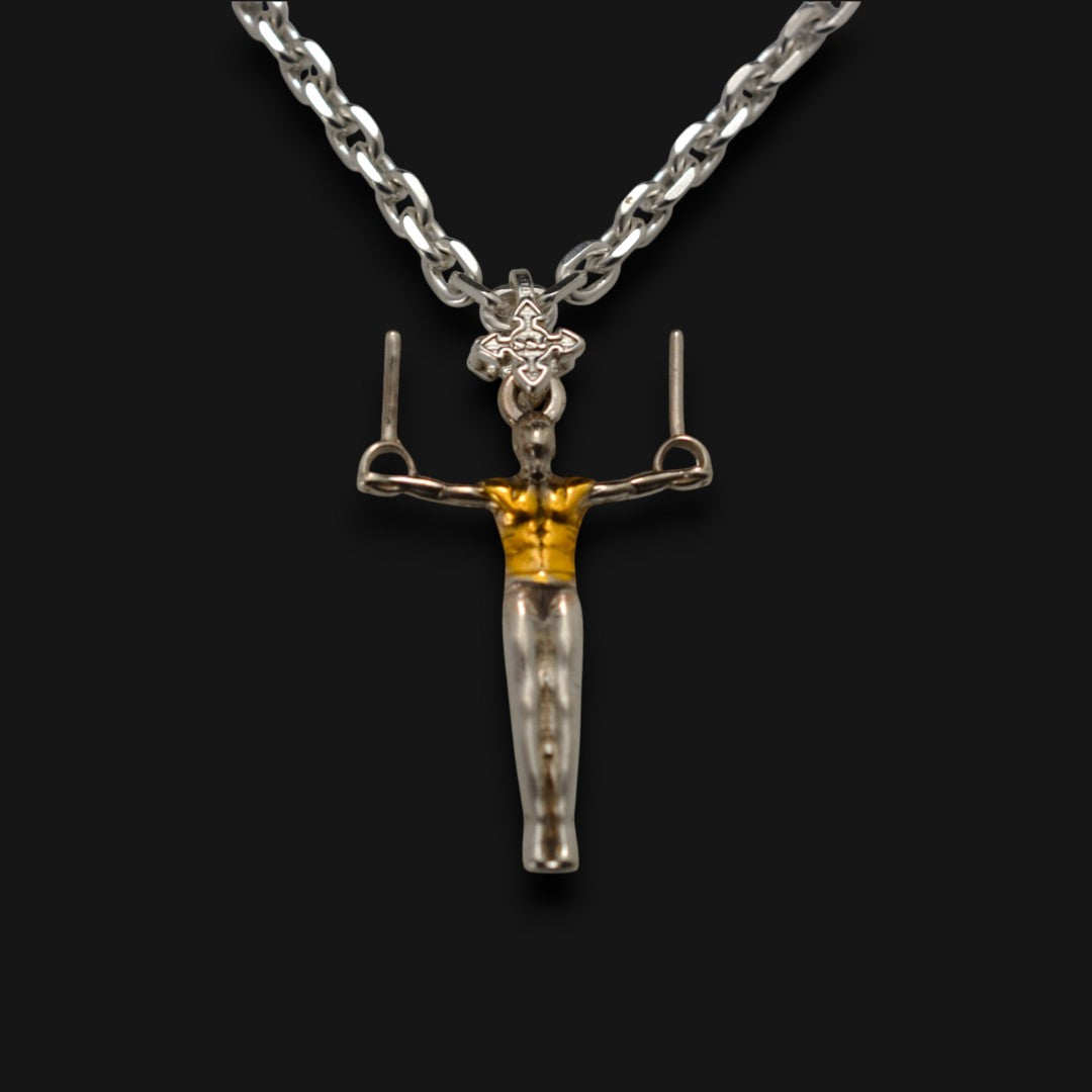 Сребърен мъжки медальон 925 гимнастика | Халки железен кръст